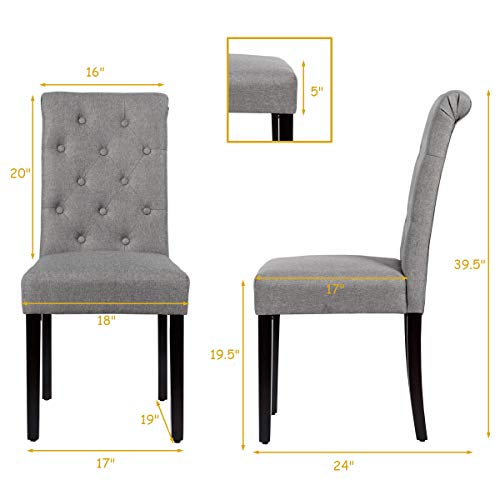 Giantex Upholstered Accent Dining Chairs Set of 4, Dining Side Chairs w/Adjustable Anti-Slip Foot Pads, High Back, Sturdy Wood Legs, High Back Tufted Parsons Chair for Kitchen Dining Room (4, Grey)