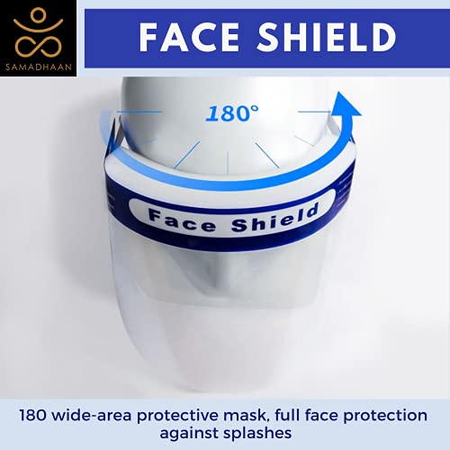 Protective Face Shield - Reusable 10 PC Unisex Face-Shield, All-Round Protection with Strap | Protects Face from Droplets and Saliva Clear Wide Visor Spitting | Transparent Shield for Home & Work