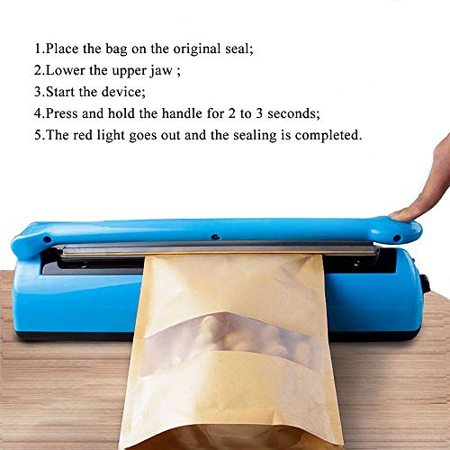 LabZhang 8inch Impulse Bag Sealer,Impulse Heat Sealer,Manual Poly Bag Heat Sealer Heat Seal Closer with 1 Replacement Kit,Blue