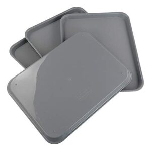 Gloreen Rectangular Fast Food Tray, Cafe Standard Cafeteria Serving Trays, 17.2"X13.5", Set of 4(Grey)