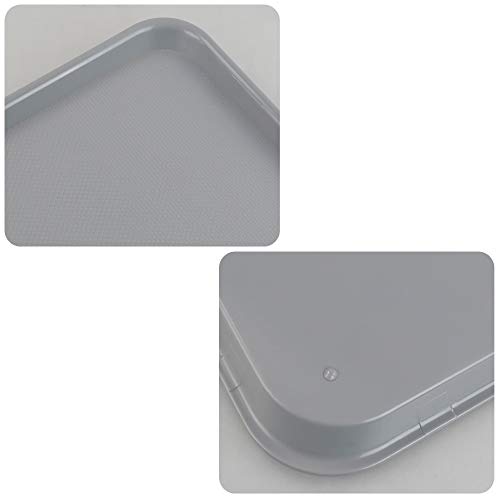 Gloreen Rectangular Fast Food Tray, Cafe Standard Cafeteria Serving Trays, 17.2"X13.5", Set of 4(Grey)