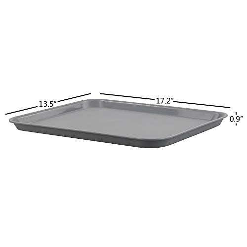 Gloreen Rectangular Fast Food Tray, Cafe Standard Cafeteria Serving Trays, 17.2"X13.5", Set of 4(Grey)