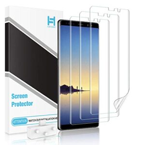 hatoshi 3 pack screen protector designed for samsung galaxy note 8, flexible tpu film, full coverage, alignment tool, case friendly hd clear protector for samsung galaxy note 8