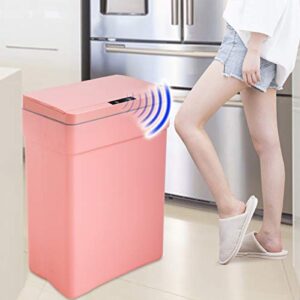dkeli automatic trash can 13 gallon kitchen trash can for bathroom bedroom home office high-capacity plastic touch free garbage can with lid waste bin 50 liter, pink