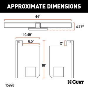 CURT 15928 Class 5 Weld-On Hitch, 2-Inch Receiver, 44-in Frames, 18" Drop, Black