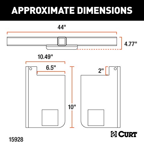 CURT 15928 Class 5 Weld-On Hitch, 2-Inch Receiver, 44-in Frames, 18" Drop, Black