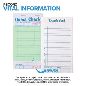 Stock Your Home Green Guest Check Books for Servers (20 Pack) Server Note Pads, Waiter Checkbook, Food Receipt Book, Restaurant Order Pad, Paper Checks, Waitress Accessories, 1000 Total Tickets