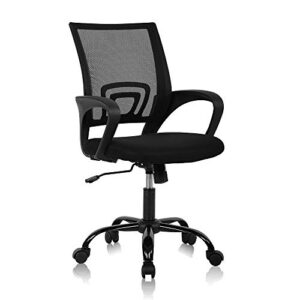 home office chair desk chair computer chair ergonomic chair mid back mesh chair adjustable height swivel task executive chair， with lumbar support & armrest cheap small rolling task with wheel,black