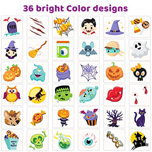 300+ Assorted Halloween Temporary Tattoos including 90 Glow in the Dark Tattoos (54 Designs) for Kids Halloween Trick or Treat Party Supplies, Class Hang out Give away Treat!