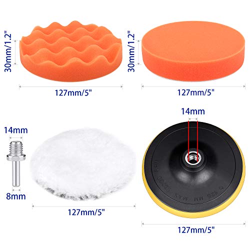 Awpeye 26PCS Buffing and Polishing Pads Kit 3Inch & 5Inch with Buffing Wheel for Drill Foam Polisher Pad for Car Waxing, 1/4 Inches Hex Shafts White Flannelette Polishing Wheel