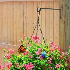 4 Pack Premium Forged Wall Hook, Sturdy Hanging Plant Bracket, Elegant Hook for Bird Feeders, Planters, Lanterns, Wind Chimes Indoor Outdoor, Upgrade Black, 12 Inch.