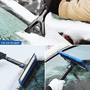 JOYTUTUS 47.7″ Extendable Snow Brush and Ice Scraper, 270° Pivoting Snow Scraper Brush for Car Windshield, Telescoping Ice Scraper, Foam Grip, Heavy Duty Snow Remover for Cars, Trucks, SUV (Black)