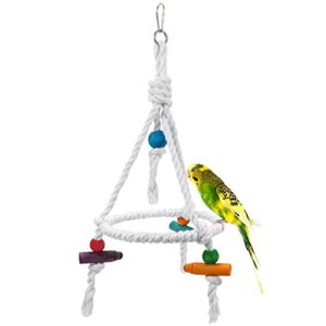 litewoo bird parrot cotton swing round perch stand with chew toy for parakeet budgie cockatiel finch conure canary budgie