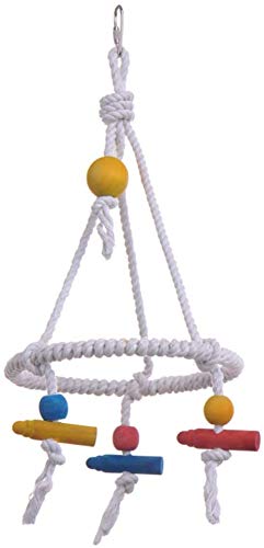 Litewoo Bird Parrot Cotton Swing Round Perch Stand with Chew Toy for Parakeet Budgie Cockatiel Finch Conure Canary Budgie