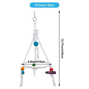 Litewoo Bird Parrot Cotton Swing Round Perch Stand with Chew Toy for Parakeet Budgie Cockatiel Finch Conure Canary Budgie