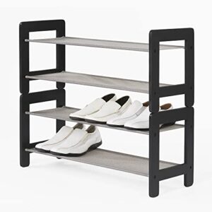 neatfreak! 2 Tier Wood Shoe Rack w Fabric Shelves