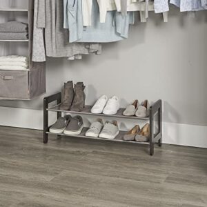 neatfreak! 2 Tier Wood Shoe Rack w Fabric Shelves