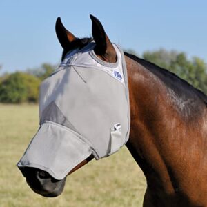 cashel crusader horse fly mask with long nose, grey, arabian