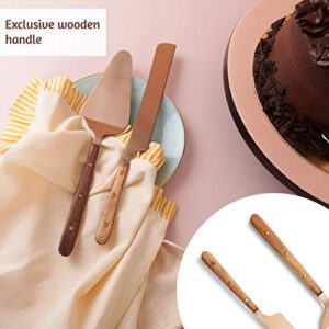 Folkulture Cake Knife and Server Set, Stainless Steel Cake Cutting Set for Wedding, Pie or Patry Serving Set for Home Decorations, Large 2-Piece Dessert Set for Boho Gifts, Rose Gold