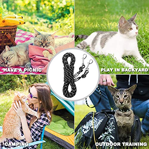 Reflective Cat Leash - 30 Feet Yard Long Leash, Escape Proof Durable Walking Leads, Safe Extender Pet Tie Out Leash Outdoor Training Playing Camping for Kittens/Puppies/Rabbits/Small Animals