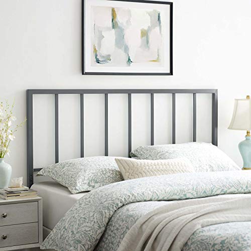 Modway Tatum Modern Farmhouse Metal King Headboard in Gray