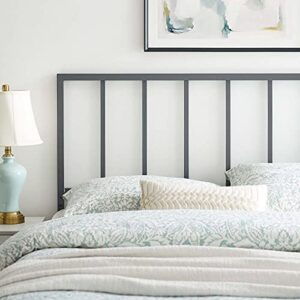 Modway Tatum Modern Farmhouse Metal King Headboard in Gray