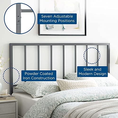 Modway Tatum Modern Farmhouse Metal King Headboard in Gray