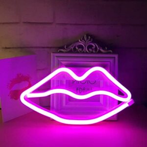 neon lips light signs, led lips night lights decor lights for kid's gift, wall, birthday party, christmas, wedding decoration(pink)