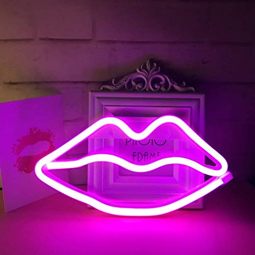 Neon Lips Light Signs, Led Lips Night Lights Decor Lights for Kid's Gift, Wall, Birthday Party, Christmas, Wedding Decoration(pink)