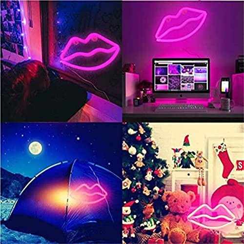 Neon Lips Light Signs, Led Lips Night Lights Decor Lights for Kid's Gift, Wall, Birthday Party, Christmas, Wedding Decoration(pink)