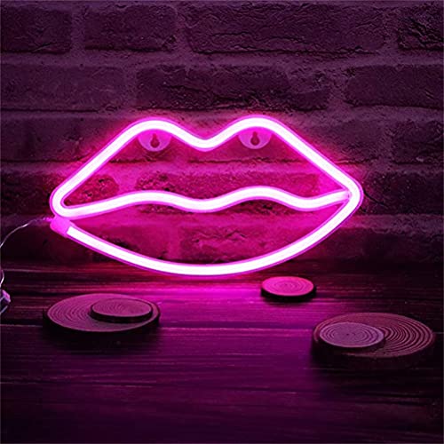 Neon Lips Light Signs, Led Lips Night Lights Decor Lights for Kid's Gift, Wall, Birthday Party, Christmas, Wedding Decoration(pink)