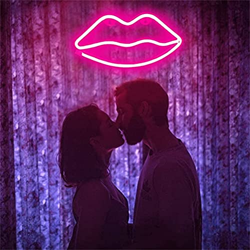 Neon Lips Light Signs, Led Lips Night Lights Decor Lights for Kid's Gift, Wall, Birthday Party, Christmas, Wedding Decoration(pink)