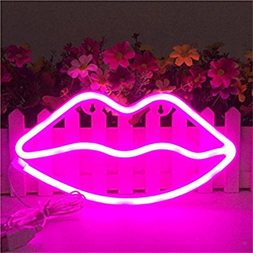 Neon Lips Light Signs, Led Lips Night Lights Decor Lights for Kid's Gift, Wall, Birthday Party, Christmas, Wedding Decoration(pink)