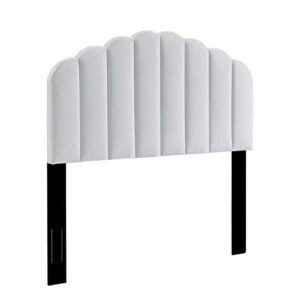 modway veronique channel tufted performance velvet upholstered california king headboard in white, king king