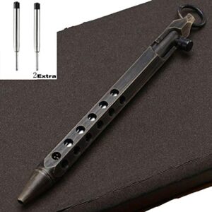 puosuo six-edge solid brass pen, bolt action pen edc pocket pen signature pen pocket pen(black)