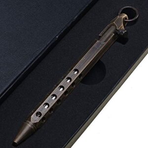 PUOSUO Six-Edge Solid Brass Pen, Bolt Action Pen EDC Pocket Pen Signature Pen Pocket Pen(Black)