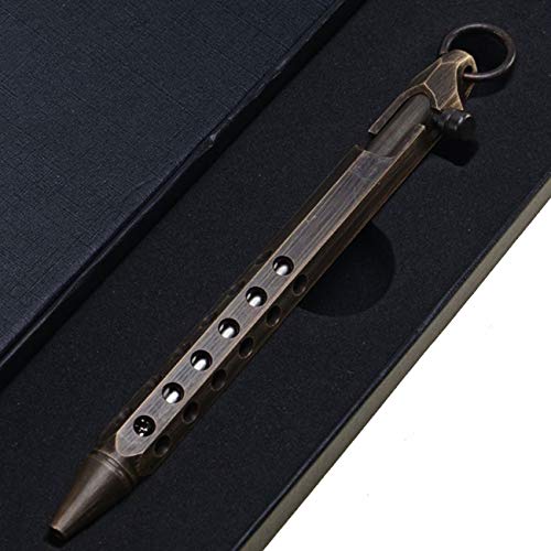 PUOSUO Six-Edge Solid Brass Pen, Bolt Action Pen EDC Pocket Pen Signature Pen Pocket Pen(Black)