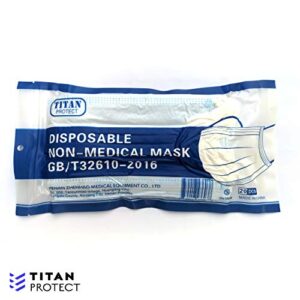 Class 1 Protective Face Masks - TITAN PROTECT Non Medical 3-Layer Disposable Face Mask, Daily Protection Filters >95% of Particles, Elastic Ear Loop, Adjustable and Comfortable, Blue (20 PC)