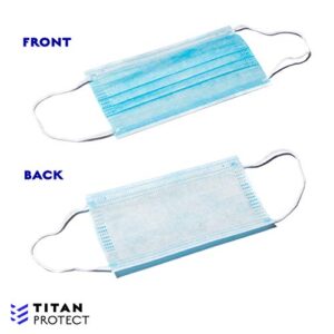 Class 1 Protective Face Masks - TITAN PROTECT Non Medical 3-Layer Disposable Face Mask, Daily Protection Filters >95% of Particles, Elastic Ear Loop, Adjustable and Comfortable, Blue (20 PC)