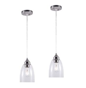 yaokuem pendant lighting fixture, hanging ceiling lights with e26 medium base, metal housing with clear glass, bulbs not included, 2-pack