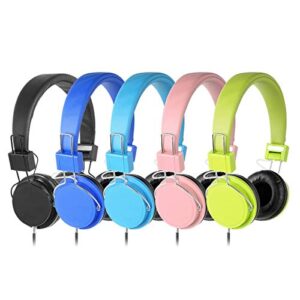 kaysent heavy duty classroom headphones set for students - (kpb-10mixed) 10 packs multi-colors kids' headphones for school, library, computers, children and adult(no microphone)
