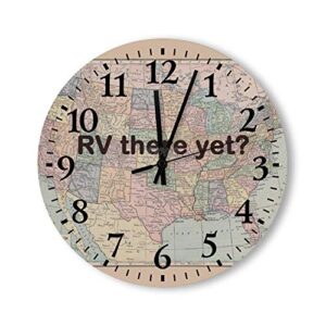 new funny wall clock rv round wooden wall clock 10 inch for room, office, kitchen