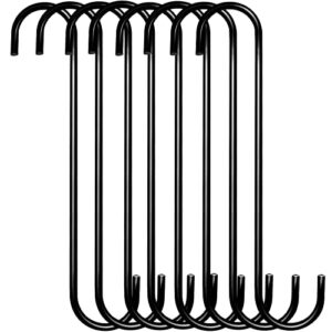 dingee 8 pack extra large 10 inch s hooks for hanging,s shaped hook heavy duty,black long s hooks for hanging plant,basket,tree branch,closet,garden,pergola,indoor outdoor uses
