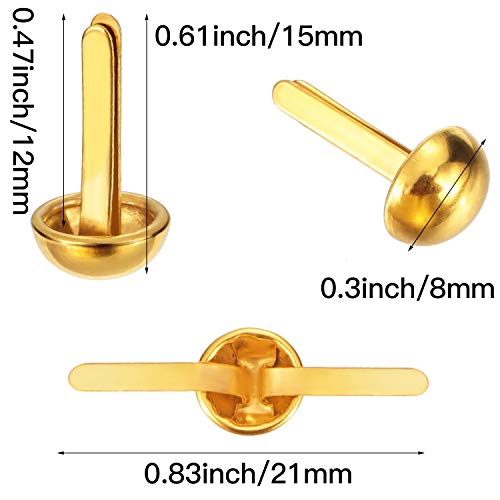 500 Pieces Paper Brass Fasteners Brass Brads Round Fasteners for Kids Craft Art Crafting School Project Decorative Scrapbooking DIY Supplies(Golden,0.3 x 0.6 Inch)