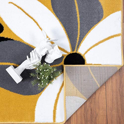 LUXE WEAVERS 9242 Victoria Modern Yellow Floral Area Rug 5x7, Medium Pile, Stain-Resistant Rug