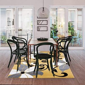 LUXE WEAVERS 9242 Victoria Modern Yellow Floral Area Rug 5x7, Medium Pile, Stain-Resistant Rug