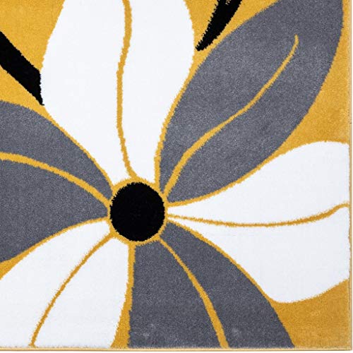 LUXE WEAVERS 9242 Victoria Modern Yellow Floral Area Rug 5x7, Medium Pile, Stain-Resistant Rug