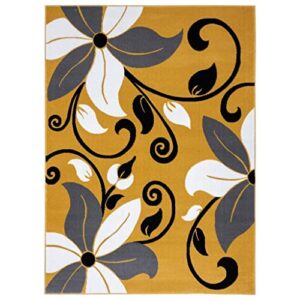 LUXE WEAVERS 9242 Victoria Modern Yellow Floral Area Rug 5x7, Medium Pile, Stain-Resistant Rug