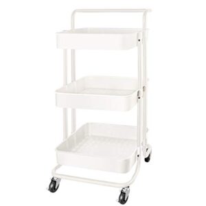 qimh 3 tier rolling storage cart heavy duty mobile rolling utility cart with handle wheels multifunction large storage shelves organizer