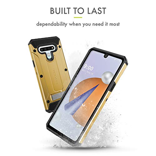 Evocel Explorer Series Pro Phone Case Compatible with LG Stylo 6 with Glass Screen Protector and Belt Clip Holster, Gold